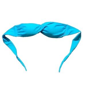 Rio de Sol Women Aqua Blue Twist Bandeu Bikini Swimsuit Top Small